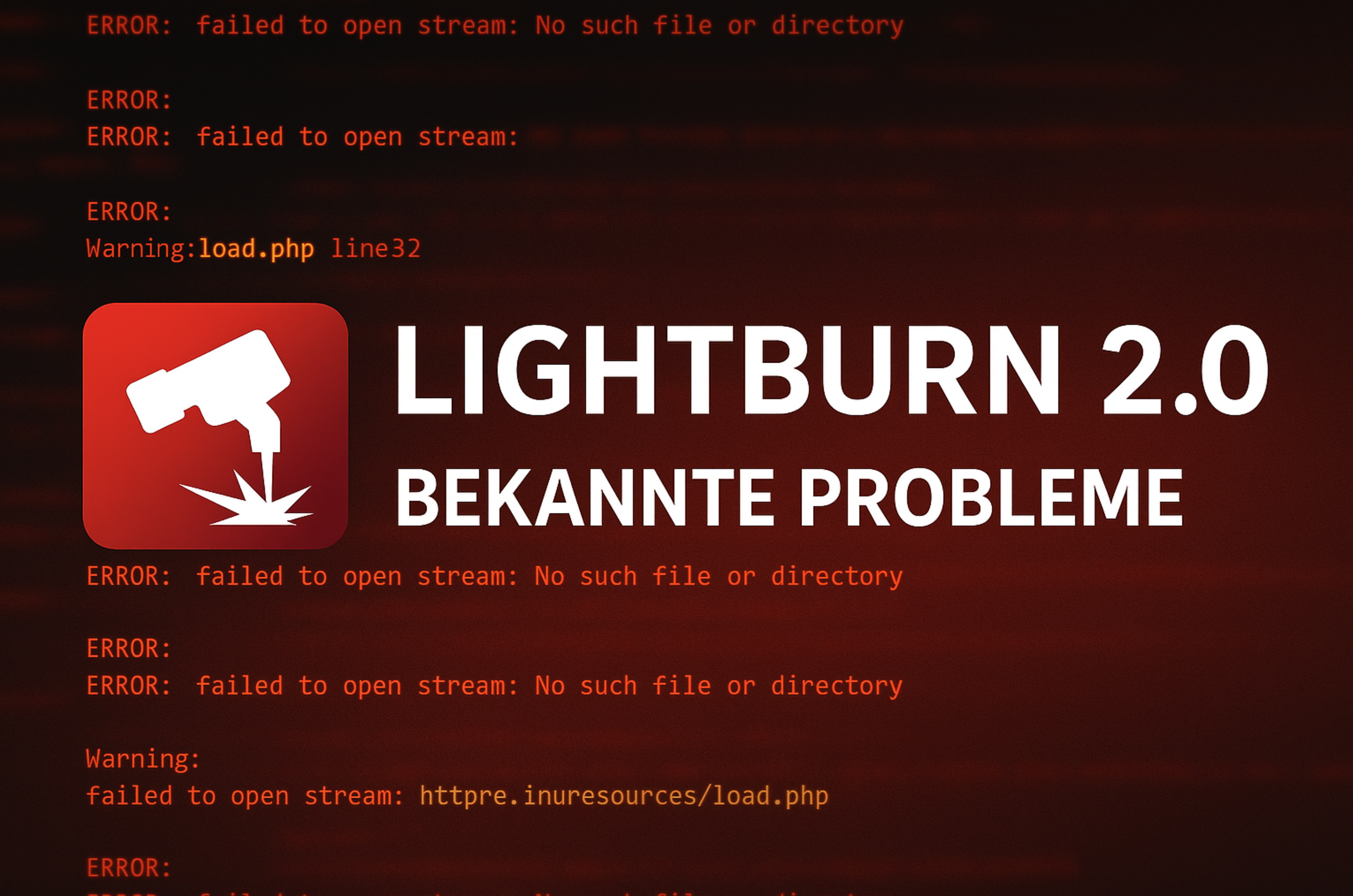 Lightburn 2.0 bekannte Probleme und Fehler
